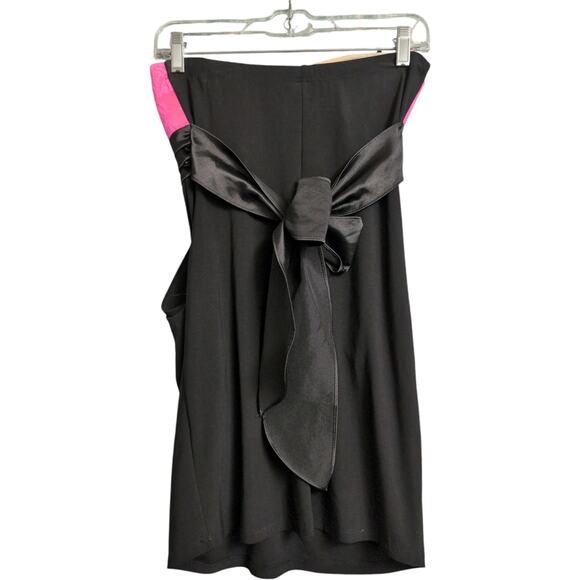 Deb Pink Black Strapless Formal Prom Dress Empire Waist Lace Bodice Y2K Size S - Picture 4 of 9